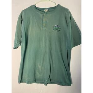 Yellowstone Embroidered Henley Shirt Green Short Sleeve Men's Size Large